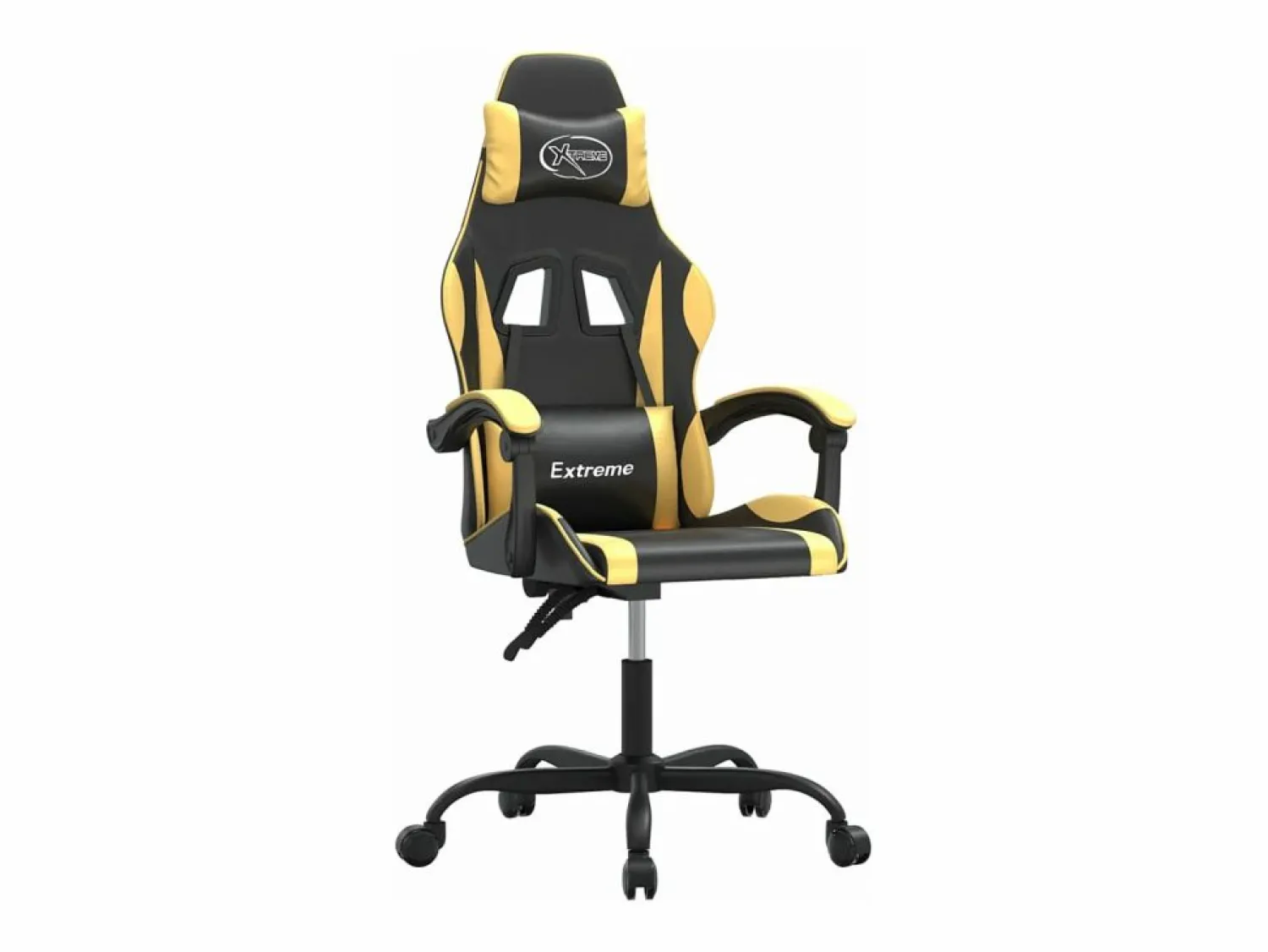 New Clicnbuy Silla gaming cuero sintético y dorado Negro