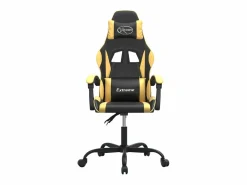 New Clicnbuy Silla gaming cuero sintético y dorado Negro