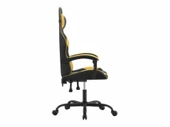 New Clicnbuy Silla gaming cuero sintético y dorado Negro