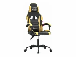 New Clicnbuy Silla gaming cuero sintético y dorado Negro