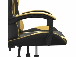New Clicnbuy Silla gaming cuero sintético y dorado Negro