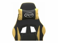 New Clicnbuy Silla gaming cuero sintético y dorado Negro