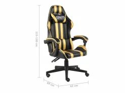 Clicnbuy Silla gaming de cuero sintético negro y