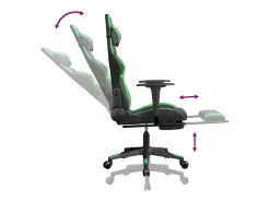 Online Silla gaming de masaje y reposapiés cuero sintético negro Silla Gaming