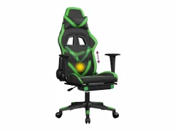 Online Silla gaming de masaje y reposapiés cuero sintético negro Silla Gaming