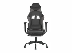 vidaxl Silla gaming de masaje y reposapiés cuero sintético negro