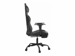 vidaxl Silla gaming de masaje y reposapiés cuero sintético negro