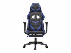 New Clicnbuy Silla gaming de masaje y reposapiés cuero sintético negro Azul