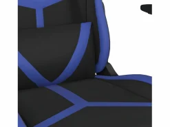 New Clicnbuy Silla gaming de masaje y reposapiés cuero sintético negro Azul