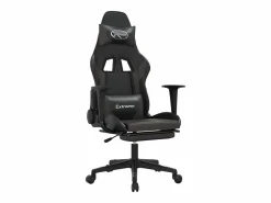 Sale vidaxl Silla gaming de masaje y reposapiés cuero sintético negro Gris