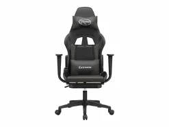 Sale vidaxl Silla gaming de masaje y reposapiés cuero sintético negro Gris