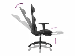 Sale vidaxl Silla gaming de masaje y reposapiés cuero sintético negro Gris