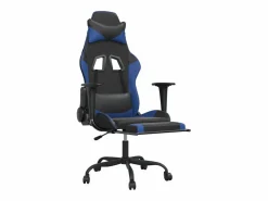 Clicnbuy Silla gaming de masaje y reposapiés cuero sintético negro