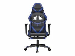 vidaxl Silla gaming de masaje y reposapiés cuero sintético negro
