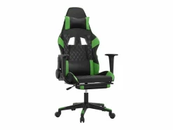 Discount Silla gaming de masaje y reposapiés cuero sintético negro Silla Gaming