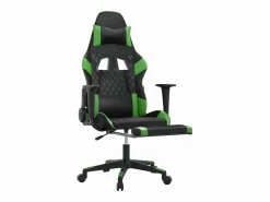 Discount Silla gaming de masaje y reposapiés cuero sintético negro Silla Gaming