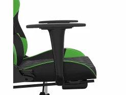 vidaxl Silla gaming de masaje y reposapiés cuero sintético negro Verde