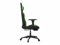 vidaxl Silla gaming de masaje y reposapiés cuero sintético negro Verde
