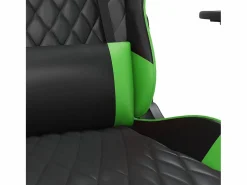 vidaxl Silla gaming de masaje y reposapiés cuero sintético negro Verde
