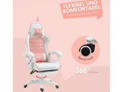 DripeX Silla Gaming ergonómica - con soporte lumbar y reposapiés - altura e inclinación ajustable - 65x63x136/142cm