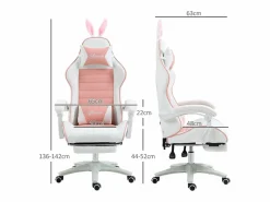 DripeX Silla Gaming ergonómica - con soporte lumbar y reposapiés - altura e inclinación ajustable - 65x63x136/142cm