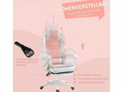 DripeX Silla Gaming ergonómica - con soporte lumbar y reposapiés - altura e inclinación ajustable - 65x63x136/142cm