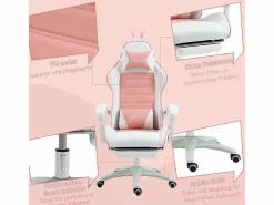 DripeX Silla Gaming ergonómica - con soporte lumbar y reposapiés - altura e inclinación ajustable - 65x63x136/142cm