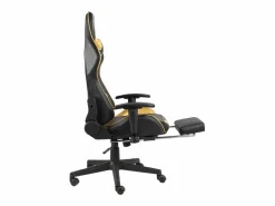 Outlet vidaxl Silla gaming giratoria con reposapiés PVC Dorado