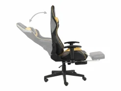 Outlet vidaxl Silla gaming giratoria con reposapiés PVC Dorado