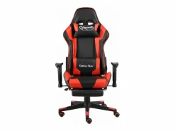 New Clicnbuy Silla gaming giratoria con reposapiés PVC Rojo
