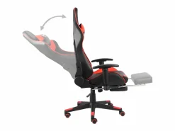 New Clicnbuy Silla gaming giratoria con reposapiés PVC Rojo