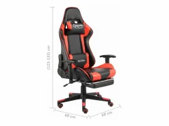 New Clicnbuy Silla gaming giratoria con reposapiés PVC Rojo