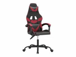 Clicnbuy Silla gaming giratoria cuero sintético negro y vino tinto