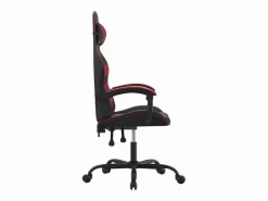 Clicnbuy Silla gaming giratoria cuero sintético negro y vino tinto