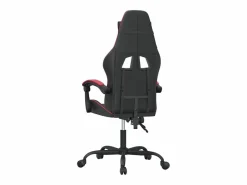 Clicnbuy Silla gaming giratoria cuero sintético negro y vino tinto
