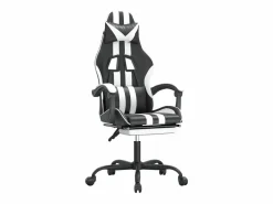 New Silla gaming giratoria reposapiés cuero sintético negro Silla Gaming