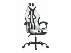 Hot Clicnbuy Silla gaming giratoria reposapiés cuero sintético blanco Negro