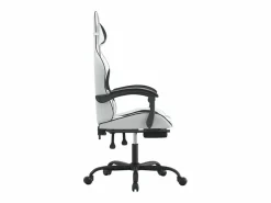 Hot Clicnbuy Silla gaming giratoria reposapiés cuero sintético blanco Negro