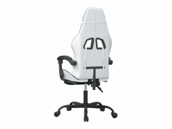 Hot Clicnbuy Silla gaming giratoria reposapiés cuero sintético blanco Negro