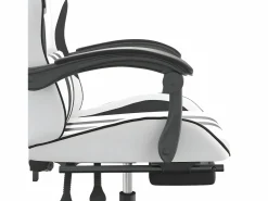 Hot Clicnbuy Silla gaming giratoria reposapiés cuero sintético blanco Negro