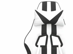 Hot Clicnbuy Silla gaming giratoria reposapiés cuero sintético blanco Negro