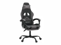 Hot Clicnbuy Silla gaming giratoria y reposapiés cuero sintético negro Gris