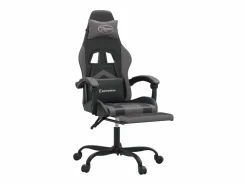 Hot Clicnbuy Silla gaming giratoria y reposapiés cuero sintético negro Gris