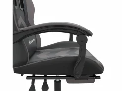 Hot Clicnbuy Silla gaming giratoria y reposapiés cuero sintético negro Gris