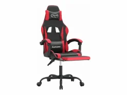 New Silla gaming giratoria y reposapiés cuero sintético negro Silla Gaming