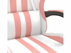 Clicnbuy Silla gaming giratoria y reposapiés cuero sintético blanco