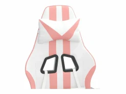 Clicnbuy Silla gaming giratoria y reposapiés cuero sintético blanco
