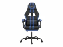 Clearance Clicnbuy Silla gaming giratoria y reposapiés cuero sintético negro Azul