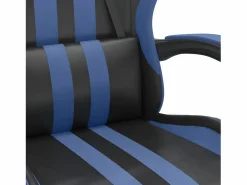 Clearance Clicnbuy Silla gaming giratoria y reposapiés cuero sintético negro Azul