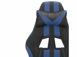 Clearance Clicnbuy Silla gaming giratoria y reposapiés cuero sintético negro Azul